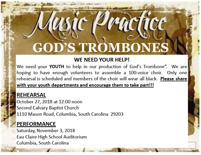God’s Trombone Youth Choir Practice Gethsemane Baptist Association
